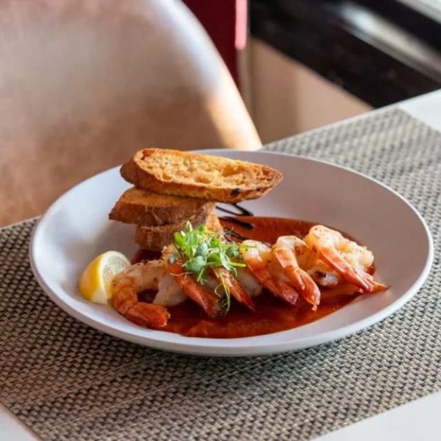 Black tiger prawns.
