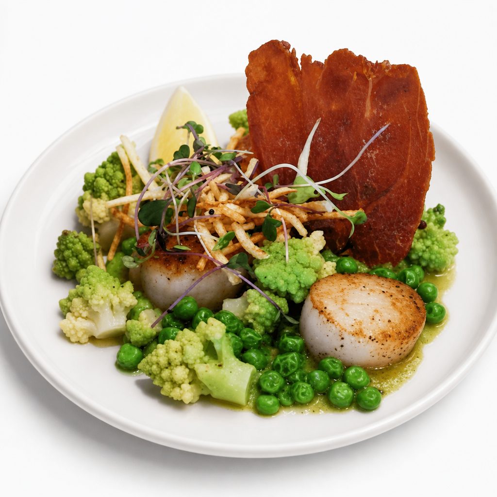 Pan fried scallops.