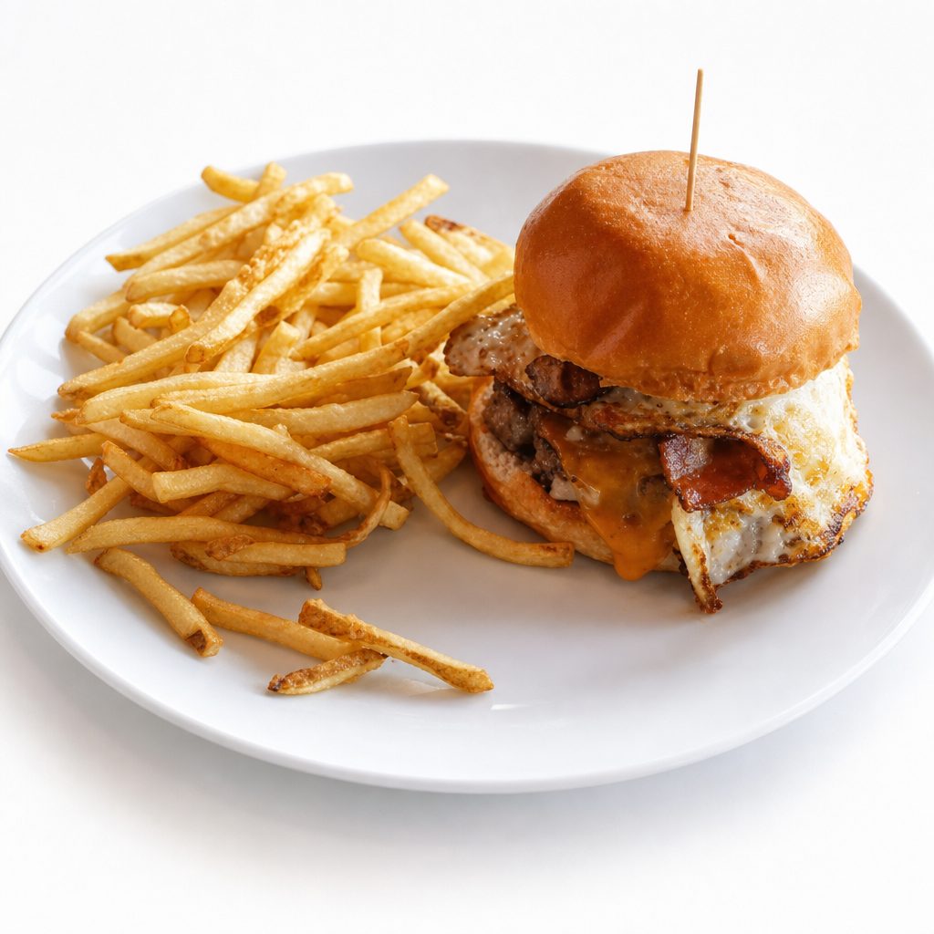 Breakfast wagyu burger.