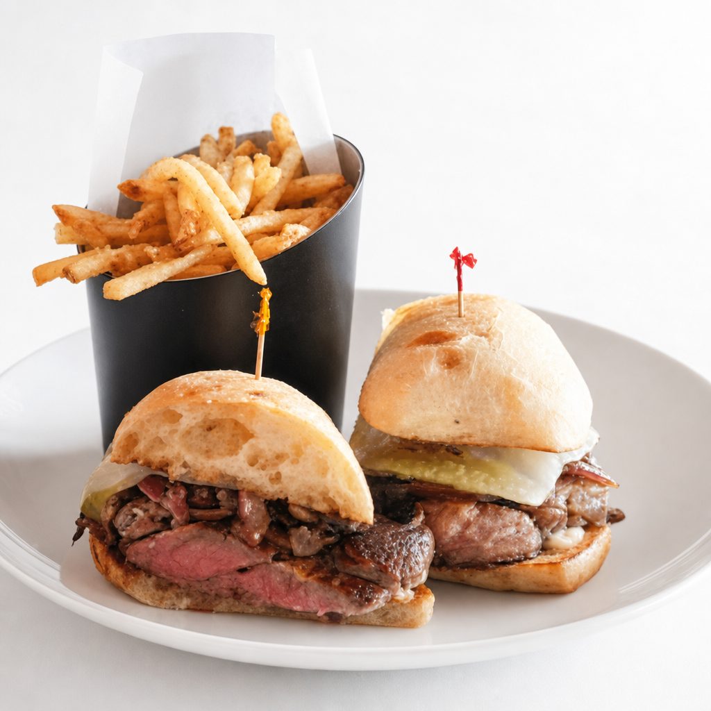 Steak sandwich.