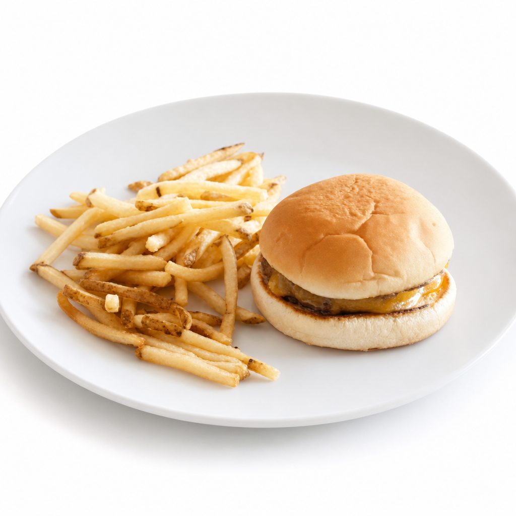 Kids cheese burger.